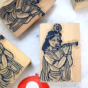 Products: Good Luck Woodblock Stamp Krishna Happy Medium