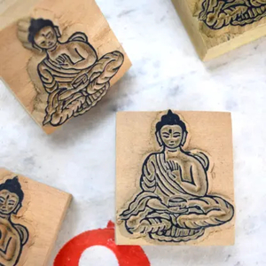 Good Luck Woodblock Stamp Buddha Happy Medium