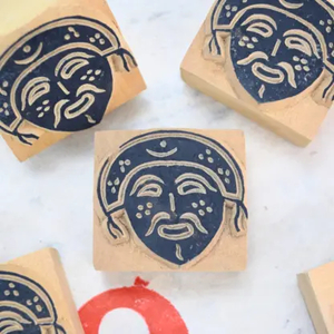 Products: Good Luck Woodblock Stamp Laughing Mask Happy Medium