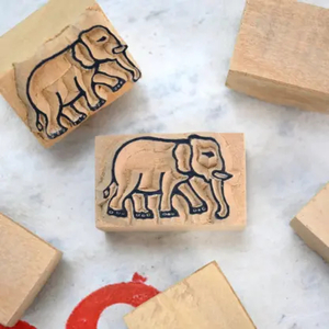 Good Luck Woodblock Stamp Elephant Happy Medium
