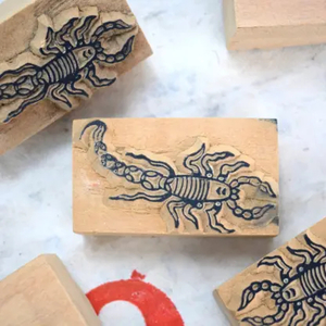 Good Luck Woodblock Stamp Scorpion Happy Medium