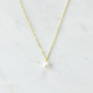 Pearl Drop Mini Link Necklace - Sophie Store