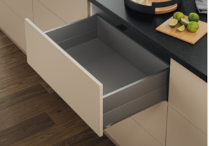 Brand Blum: Blum Merivobox Kitset Pull-out - Boxcap F Height 273mm ( M + BOXCAP E ) - 40kg & 70kg Length Available in 4 sizes : 400mm ,450mm ,500mm & 550mm Orion Grey