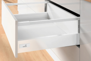 Brand Hettich: Hettich Germany Atira Pot and Pan Drawer Set Height 176mm White Length Available in 260mm, 300mm, 350mm, 420mm, 470mm and 520mm With Gallery Rails