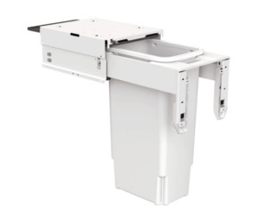 Brand Hafele: Hideaway Waste Bin System ,Hideaway Concelo Range, 1 x 35Litres Bucket Width 318mm x Height 640mm x Depth 525mm Door Pull - Cinder ,Arctic White -( Available in 6 Sizes : 1 x 35Ltr ,2 X 13Ltr ,2 x 15Ltr ,2 x 16Ltr ,2 x 20Ltr ,2 x 35Litres )