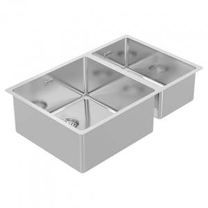 Kitchen Hardware: BURNS & FERALL BDM670 Left & Right Double Fabricated Bowl 400mm/200mm 1.2mm Stainless Steel