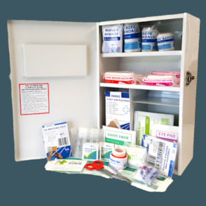 Workplace First Aid Kits: 26-50 Person Wall Mounted Portrait Heavy Duty Metal First Aid Cabinet