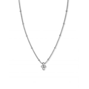 Triple Crystal Necklace - Silver - J442
