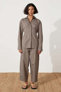 Zulu Zephyr: Pewter Organic Cotton Tie Shirt - Pewter