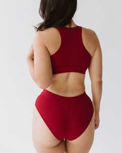 Underwear: High Waisted Full Brief - Cherry