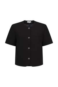Coats Jackets: Short Sleeve Tilmens Jacket in Bonded Suiting