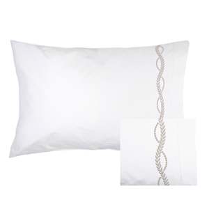 Pillowcases And Eurocases: Empire Grey Embroidered Pillowcase Pair