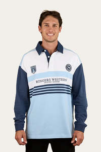 Essentials Mens: Ringers Western Stadium Unisex Oversized Rugby Jersey - Blue