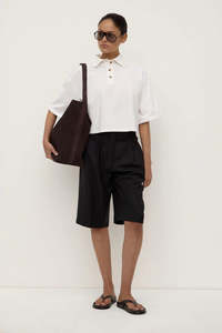 Womens L S Shirts 1: Assembly Callie Cropped Polo White