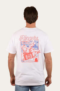Size 3xl: Ringers Western Whiskey Business Mens Loose Fit T-Shirt White