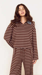 Essentials Womens: Mink Pink Vesper Polo Top Choc