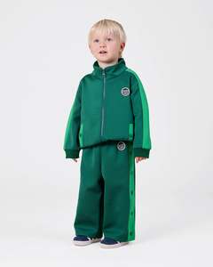 Boys Pants: Goldie + Ace Logo Track Snap Pant Green
