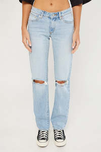 Womens Demin Jeans: Abrand A 99 Low Straight Riley Rip