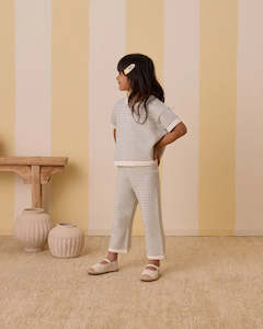 Girls Pants: Rylee + Cru Knit Wide Leg Pant - Sage Stripe