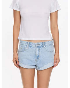 Womens Clothing Shorts: Thrills Remi Rolled Low Rise Baggy Short Serenity Blue