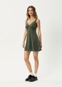 Afends Gerry - Cupro Mini Dress - Deep Green