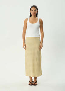 Afends Sunday - Seersucker Maxi Skirt - Lemon Check