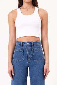 Rollas Heavy Rib Toni Crop Vintage White
