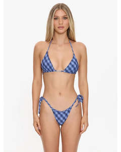 Bikini Tops: Thrills High Speed Check String Bikini Top