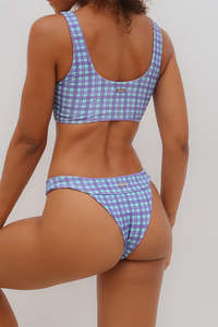 Bikini Bottoms: Solsea Marina Bottom Purple Plaid
