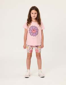 Girls Skirts Shorts: Kissed by Radicool Smiley Flowers Bike Shorts
