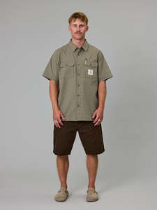 Size Xxl: Just Another Fisherman Loyalty SS Shirt Khaki Check