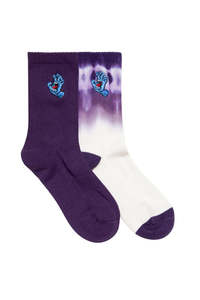 Santa Cruz Youth Screaming Hand Crew Sock 2 Pack Cream Tie Dye-Purple