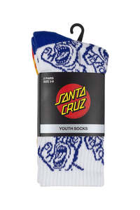 Santa Cruz Youth Crowded Hand Hollow Crew Sock White-Yellow