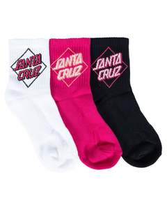Girls Socks: Santa Cruz Simplified Solitaire Dot Mid Sock White-Black-Pink