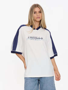 Thrills Speed Kills V-Neck Oversized Tee Dirty White