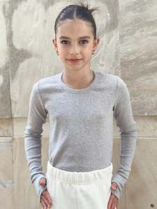 Girls Tees Tanks: &Wild Coco Long Sleeve Tee Grey