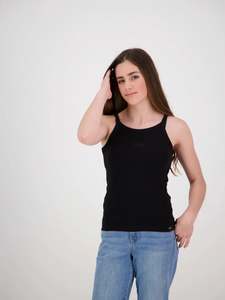 &Wild Evie Ribbed Singlet Black