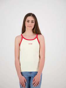 &Wild Evie Ribbed Singlet Cream/Red