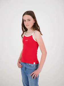 Girls Tees Tanks: &Wild Evie Ribbed Singlet Red/Cream