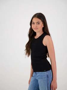 Girls Tees Tanks: &Wild Nova Ribbed Singlet Black