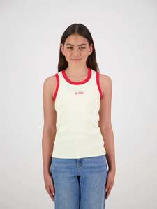Girls Tees Tanks: &Wild Nova Ribbed Singlet Cream/Red