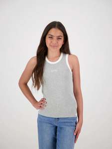 Girls Tees Tanks: &Wild Nova Ribbed Singlet Grey/White