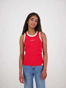 Girls Tees Tanks: &Wild Nova Ribbed Singlet Red/Cream