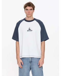 Thrills Chaotic State Embro Raglan Box Fit Oversize Cropped Tee White Petrol