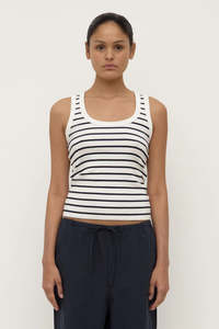 Size 8: Assembly Leony Stripe Tank True Navy/Antique White
