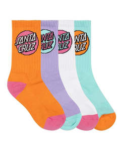 Girls Socks: Santa Cruz Youth Other Dot Crew Sock 2-6 Girls 4 Pack
