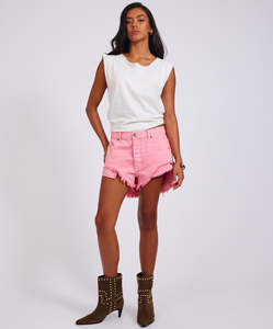 Womens Clothing Shorts: One Teaspoon Rollers Low Waist Denim Shorts- Prism Pink
