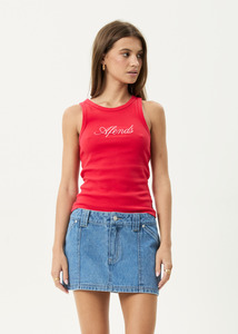 Afends Notice Recycled Rib Singlet - Tomato