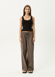 Afends Cyrus Recycled Wide Leg Pant - Coffee Strip