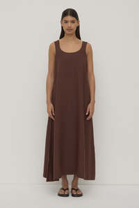 Assembly Maree Linen Midi Dress Espresso